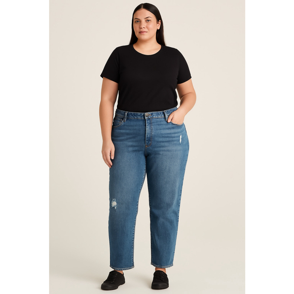 Joe Fresh Denim - Joe Fresh Women’s Blue Distressed Straight Leg Jeans Size 18W